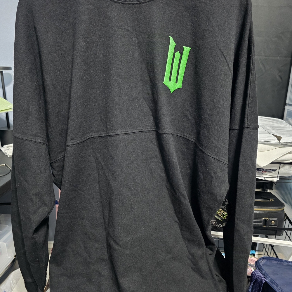 Black Long Sleeve Shirt with Green Logo